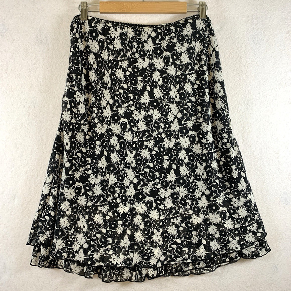 Women Ditsy Floral Chiffon Skirt Sz XL Petite Layered Dark Romantic Cottage Y2K - Picture 6 of 14